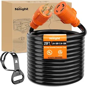 Nilight 30 Amp 25FT Generator Extension Cord 125/250V 7500 Watt Heavy Duty 10 Gauge Pure Copper STW Wire ETL Listed 4 Prong L14-30P L14-30R Cable for RV Camper Outdoor Use