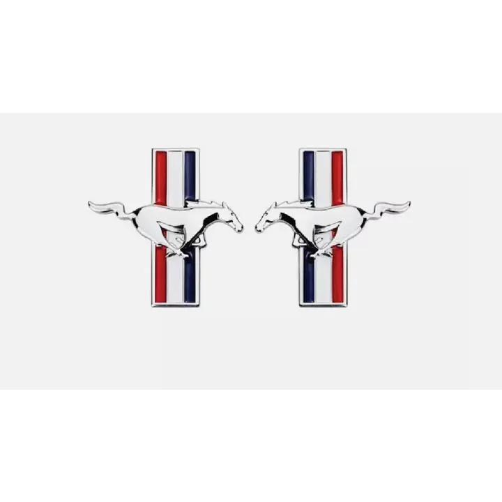 Mustang 1994-2004 || 3" Chrome Running Horse Tribar Fender Emblems Automobile Decals Car Vehicle Decoration, Decal For Cars, Automotive Decals