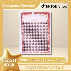 Ninetynine Dreams 90PCs Starluxe Lashes – Brown | Spiky Anime Style Lashes | 9–13mm C Curl Ultra-Thin Transparent Band, Soft Lightweight Waterproof Long-Lasting Individual Eyelashes — Trendy Must-Have DIY Lashes Clusters