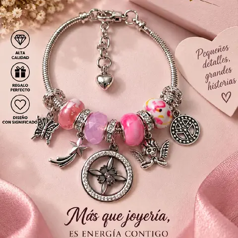 Pink witch knot bracelet, peace angel star