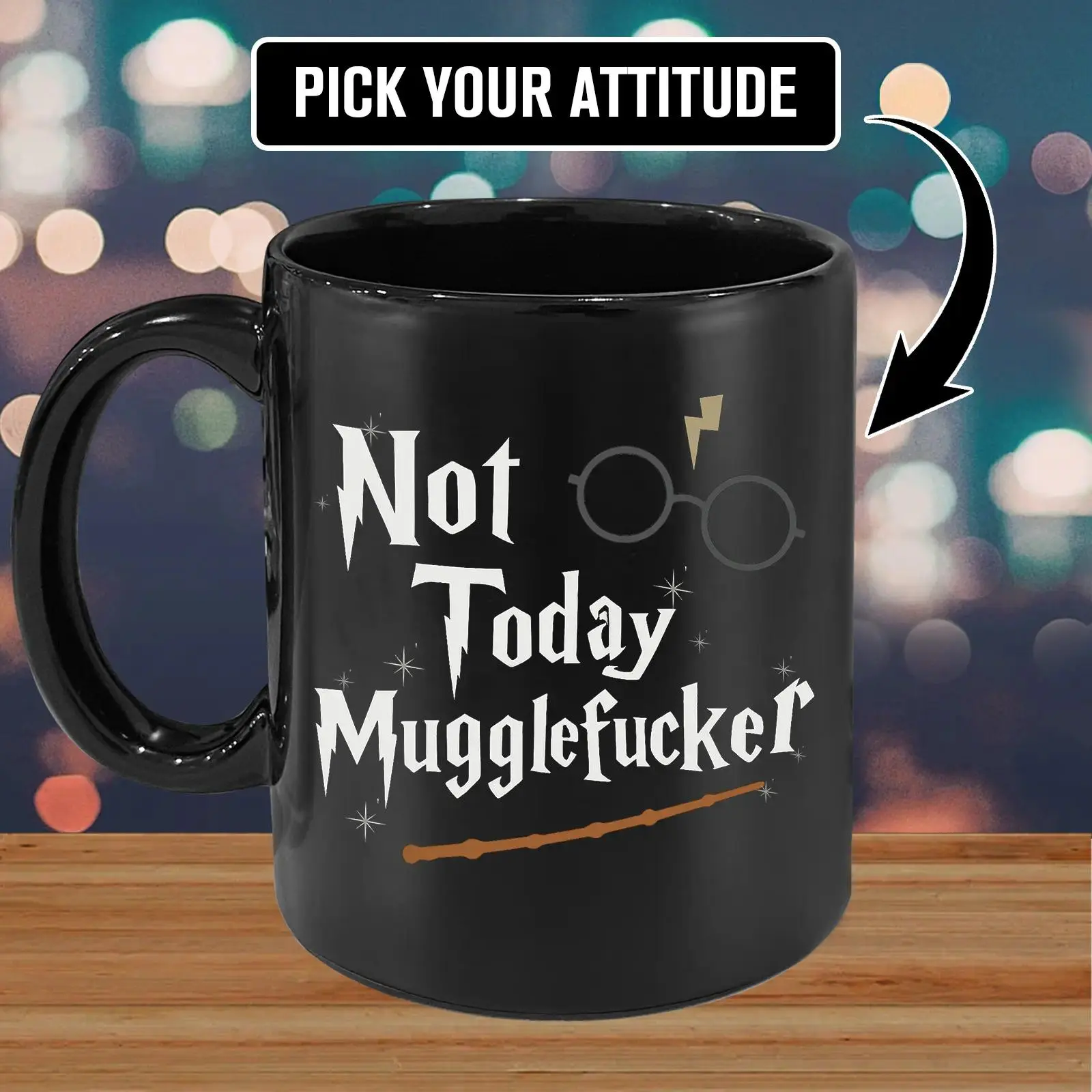 Wizard-Themed Reusable Ceramic Bathroom Mug Tumbler - Thick Fantasy Print, Funny "Not Today" Design, 250ml, 15oz White Mug with Handle, Heat Resistant, Microwave-Safe, Durable, Multi-Size, Stylish, Washable, Adult Wizarding Fans' Christmas Gift
