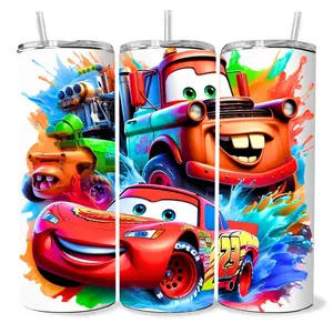 McQueen  Carts  20 oz Tumbler - BPA Free, stainless steel, Leak proof, durable, with clear lid