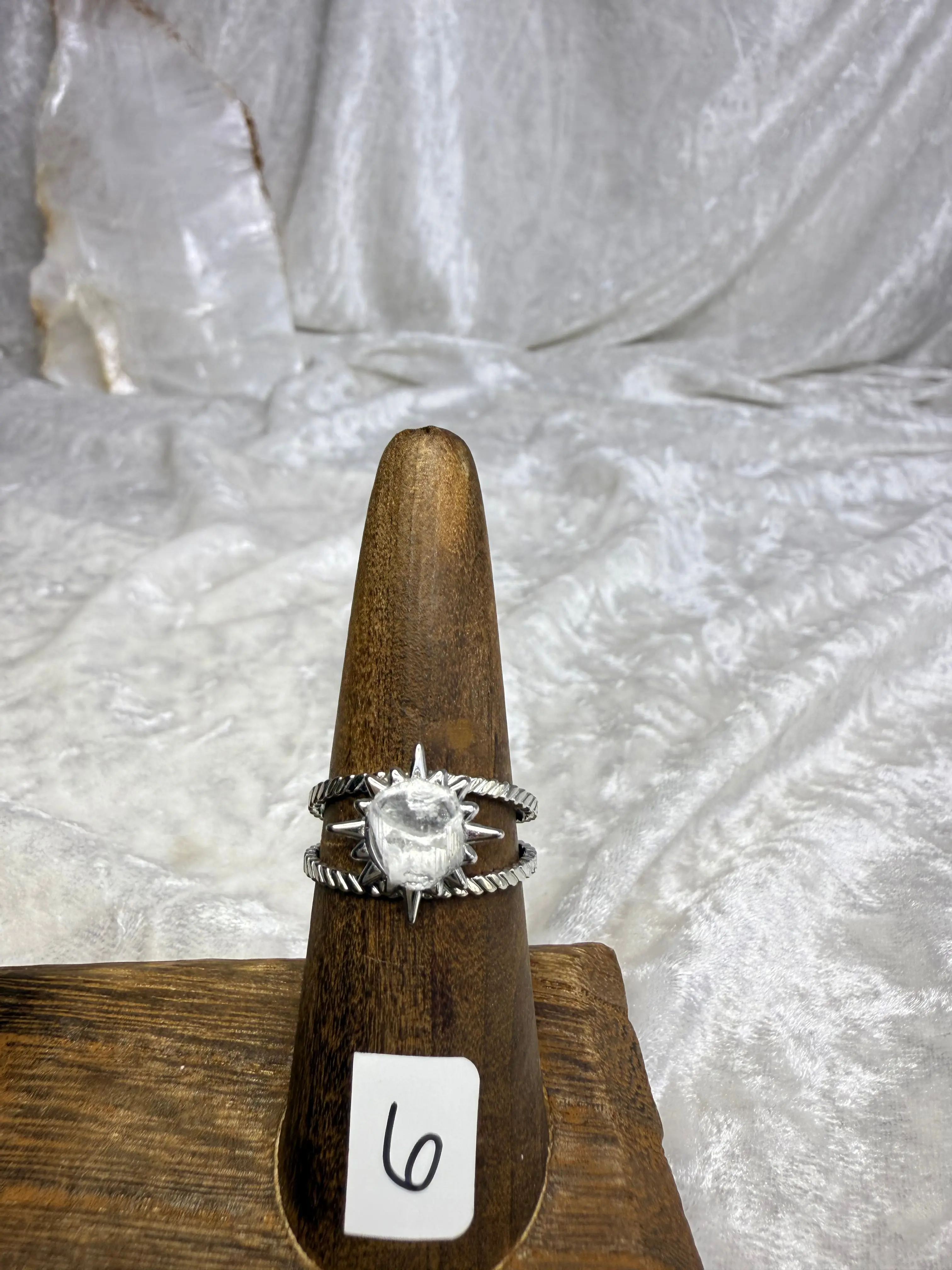 One-of-a-Kind Raw Clear Quartz Ring #6 | Handmade Adjustable Hypoallergenic Crystal Jewelry