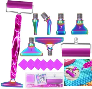 Diamond Art Pens Tools Diamond Painting Accessories Kits with Screw Metal Tip Roller Diamond Painting Pen Drill Bead Dot Pens for Art Craft Nail (Purple Pen Color 6)