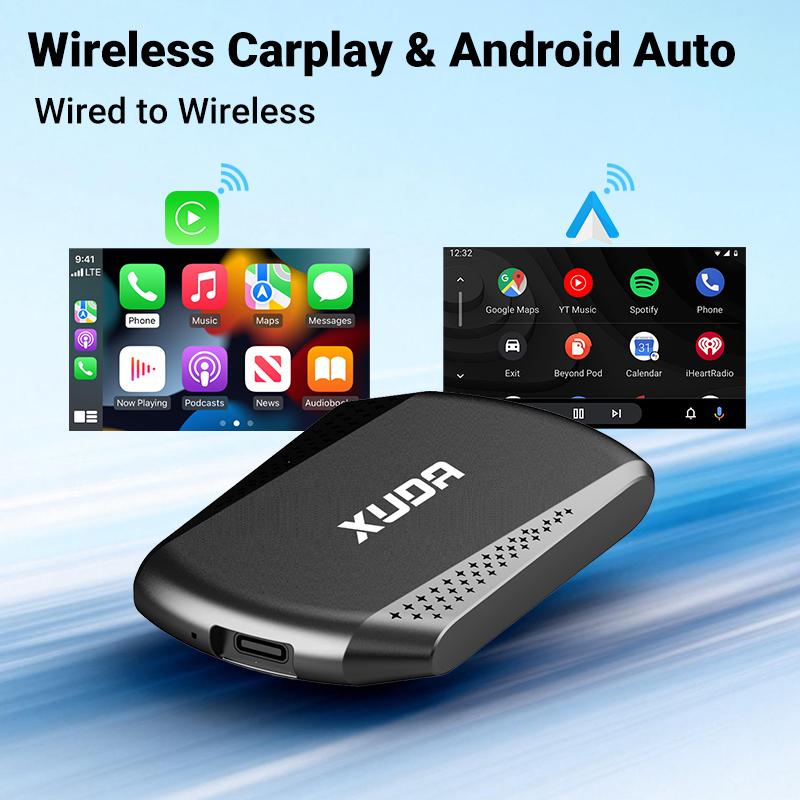 2026 Ai Box Wired to Wireless Carplay Adapter，For iPhone & Androids, Supports Netflix/Youtube/TikTok APP，compatible with vehicles equipped with factory-installed CarPlay，plug and play，easy to install