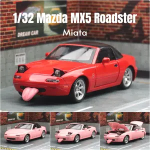 1/32 Mazda MX-5 Miniature Diecast Miata RoadSter Toy Car Model Sound & Light Doors Openable Collection Gift for Children Boy Kid
