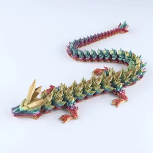Crafts3D Crystal Dragon – 3D Printed Articulated Fantasy Dragon Fidget Toy for Desk