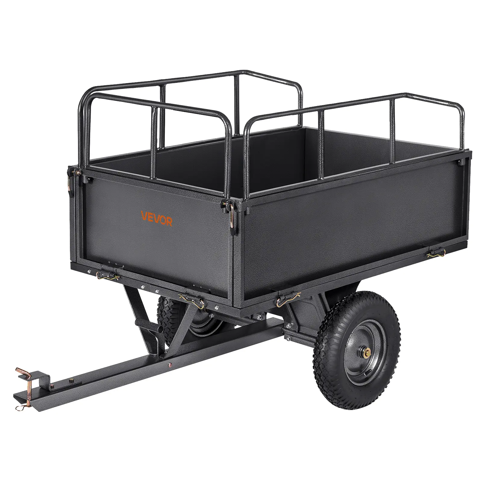【SummerFinds】VEVOR Garden Utility Trailer, 17 Cu. Ft & 600lbs Capacity, ATV UTV Hauling Trailer, Tow Behind Steel Dump Cart with 16" Tires, Hand Pull or Foot Pedal, Heavy Duty Yard Trailers for Lawn Mower Tractor