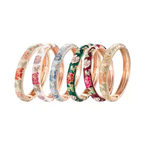 Enameled Bracelets For Women Flower Women Bangles Indian Chinese Viking Bracelet On Hand African Jewelry Dubai Women's Gift Girl 4 pack adjustable magnetic cop