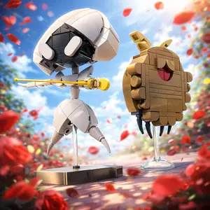 224PCS Exquisite Dual Character Building Blocks Set, Durable ABS Plastic, DIY Construction Brick Toy, Delicate Character Model, Desk Display Collectible Ornament, Home Bedroom Office Decor, Birthday Gift, Christmas Gift, New Year Gift