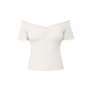 White Off-the-Shoulder Ribbed Top