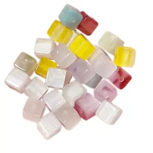 100Pcs Pastel UV Reactive Resin Cube Beads for Bracelet Making Candy Color Square Spacer Beads Assorted Rainbow Cube Pony Beads Bulk for Jewelry Making