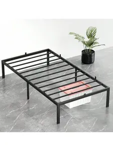 Black 14 Inch Bed Frame with Ample Storage, Steel Slat Support, Easy Assembly, No Box Spring Needed,TWIN Slatted Bed Base Minimalist Platform Bed