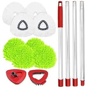 Spin Mop Replacement Head Base Scrub Brush Handle, 4-Section 30-to-58 inch Mop Replacement Stick Compatible with Ocedar Handle for Easy Wring Mops Refills 7 Pack