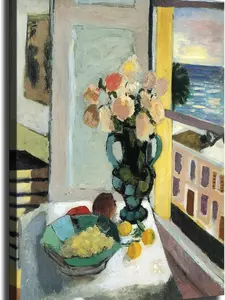 Flowers in Front of A Window Poster art print wall art kitchen living room classroom bedroom office home aesthetic decoration