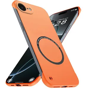 Magnetic Slim for iPhone 16E 16 Pro Plus Max Frameless Phone Cases Matte Anti-Scratch Hard PC Cover Borderless Shockproof Armor