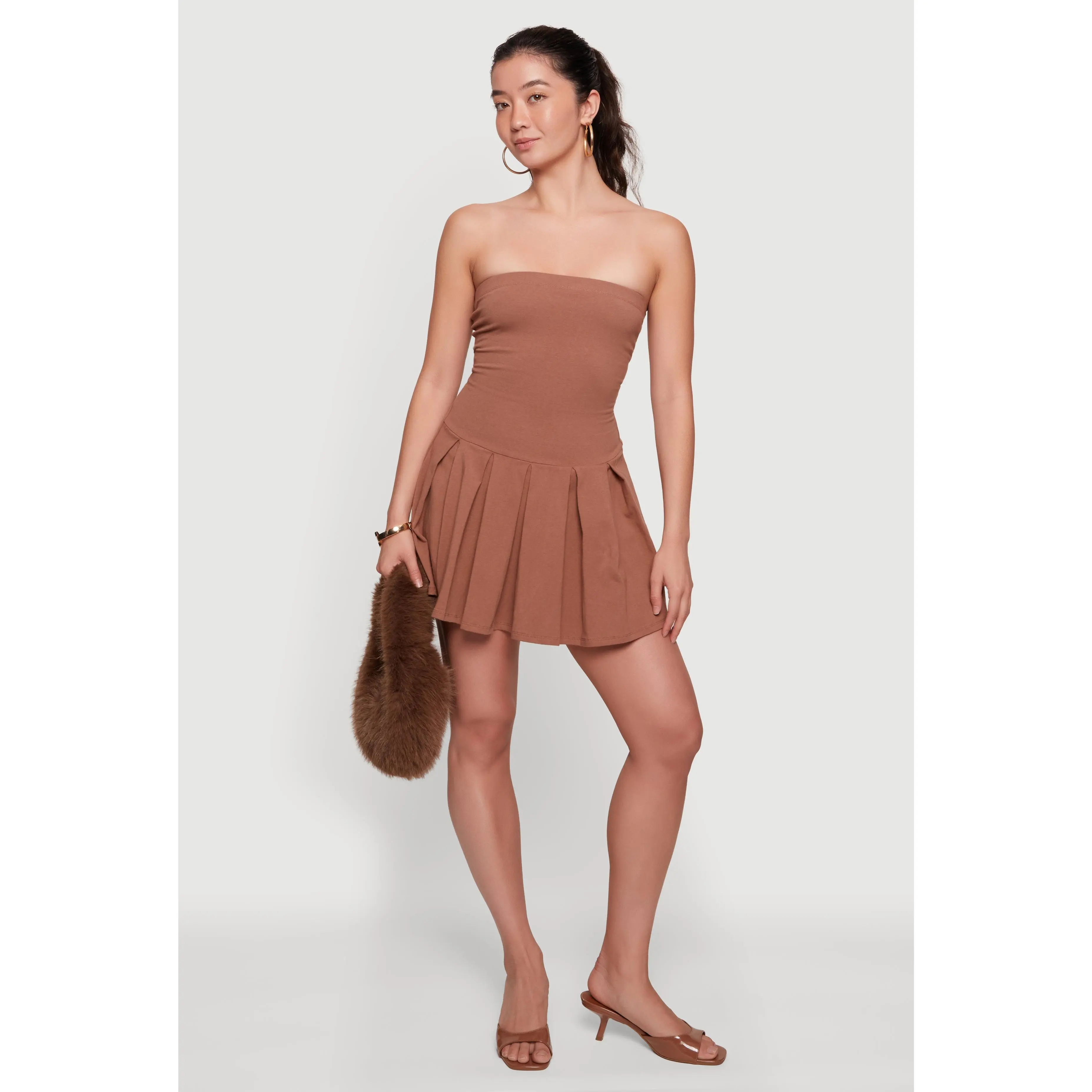 Strapless Pleated Mini Dress
