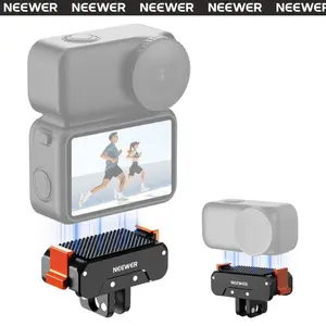 NEEWER AC056 Magnetic Quick Release Mount Adapter Compatible with DJI Osmo Nano, Dual Direction Magnet Metal Action Camera Base Holder, 2 Prong Folding Finger & 1/4" Thread for Vlog Video Recording summervibes