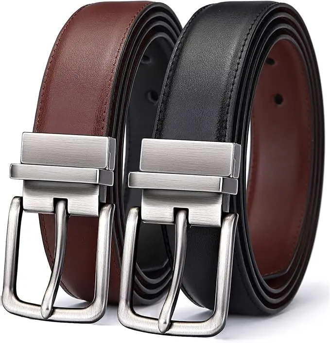 BULLIANT Men's Belt,Reversible Belt Adjustable For Gift Men 1.25”-Trim to Fit-2 Sides in 1 Belt(Not 2)