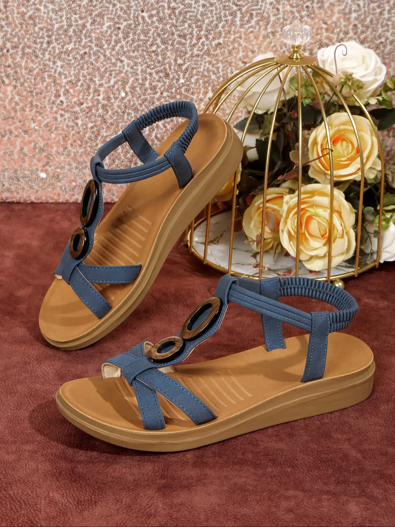 Lightweight Comfortable One-Step Slip-On Casual PU Wedge Heel Sandals, Women's Summer Footwear, Breathable & Durable Design, Perfect for Daily Wear