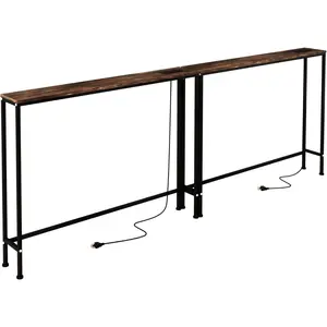 78" Narrow Console Table,Sofa Table with  Station, Narrow Long Entryway TableBehind Couch Table,for Living Room, Hallway, Foyer(Set of 2,Brown)