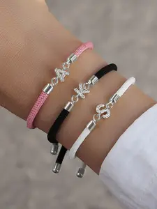 Trendy Letter Design Bracelet, Letter Link Bracelet, Adjustable Rope Bracelet for Women & Girls, Fashion Jewelry for Party, Daily Decor
