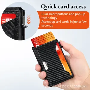 Men's Carbon Fiber Metal Card Holder, RFID Blocking Multi-Functional Anti-Theft Credit Card Case