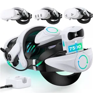 Battery Head Strap 7500mAh for Oculus Meta Quest 3/2, VR Headset Accessories for Quest 3 Battery Strap Extend Playtime with Double Adjust Knob Enhanced