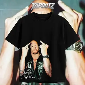 TAPOUTZ Stone Cold Steve Iconic Signature Heavy Cotton Unisex Shirt Austin 316 Tshirt Hoodie Funny Wrestling Tee Regular Fit True To Size Breathable Direct To Garment Print