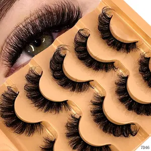3D Natural Look False Eyelashes (5 Pairs), Wispy Faux Cluster Lashes, Fluffy Volume Eyelashes, Natural Curling Eye Makeup Lashes, Volumized False Eyelashes for Women and Girls, Artificial Lashes, Cosmetic