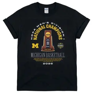 [MADE IN US] Michigan 2026 National Champions Shirt - Official Trophy & Roster Graphic Tee