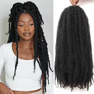 Marley Twist Braiding Hair 18 Inch 8 Packs, Marley Hair, Cuban Twist Hair, Afro Kinky Hair Extensions, Crochet Hair for Black Women (1B)