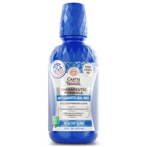 GuruNanda Therapeutic Formula Anti-Gingivitis Oral Rinse Mouthwash with 0.05% CPC for Healthy Gums - 16 oz