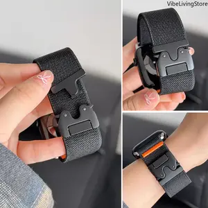 Parachute Buckle Nylon Watch Band Compatible with Apple Watch, Stretchy Solo Loop Strap for Ultra 3/Ultra 2/Ultra 49mm, Series 11 10 9 8 7 6 SE, 38mm 40mm 41mm 42mm 44mm 45mm 46mm - Watch NOT Included