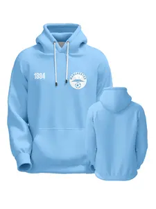 Manchester Classic Style Unisex Rugby Hoodie, Sky Blue Sporty Casual, City Element Design, Football Supporter Memorial, All Seasons