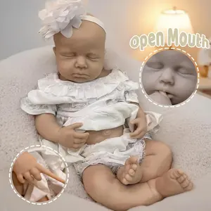 Otarddolls 18 Inch / 45cm Unpainted Full Body Silicone Reborn Baby Girl Doll, Openable Mouth, Soft Skin, Washable, Sleeping Pose Newborn Doll, Best Family Gift