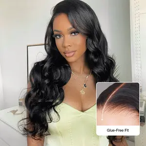 Pizazz Hair Pre-bleached Body Wave Hair Glueless Wig Pre Cut 8x5 HD Lace Human Hair Wigs for Black Women
