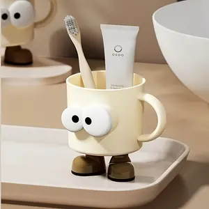 Gargle Cup Home Toothbrush Cup Couple Brushing Cup Cup Toothbrush Cute Cartoon Wash Cup Non-Slip Model Tumbler White-15.22Oz