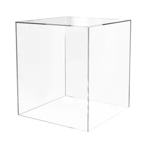 Acrylic Display Riser Box with One Open Side 10" x 10" x 15" No Lid Versatile Clear Tall Retail Merchandise Storage Bin or Product Platform Hollow Dust Cover No Assembly by 321 Plastics