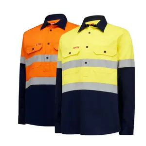Hard Yakka Mens Core Hi-Vis Job Site Safety Tough Cotton Work Shirt Taped Y04615