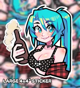Midwest Miku Tall Boy Vinyl Sticker | Large 4x4 Anime Girl Matte Die Cut Decal | High-Quality Waterproof Aesthetic Sticker for Laptop & Water Bottles