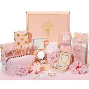 Easter Basket Gifts for Tween & Teen Girls, 8 count Birthday  Teenage Girl Gifts Trendy Stuff w/Fun Task Tag Makeup Brushes & Bag, Empower Positive Wrapped  Prefilled Stuffers for Daughter Niece