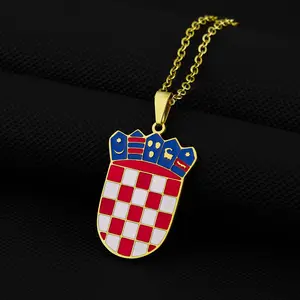 Creative map necklace Stainless Steel Croatian Badge Pendant Necklace Unisex Couple Jewelry Geometric Titanium Steel Pendant Necklace Accessories