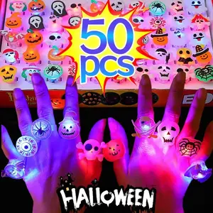 10/50Pcs Halloween Pumpkin Ghost Skull LED  for Children Fingers