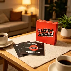 Let's Argue" Party Card Game, fun conversation-starting trivia card set, interactive board game, portable paper card deck, suitable for house parties, night gatherings, friends' get-togethers, bachelorette parties, and holiday entertainment