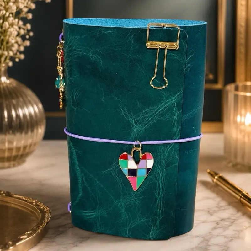 Pocket Sized “Mosaic Heart Keepsake” leather journal