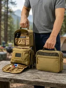 Men's Portable Tactical Outdoor Bag, Oxford Fabric, Large Capacity, Multi-Purpose, Fishing & Toiletry Bag, Travel Organizer for Short Trips