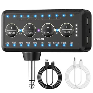Rechargeable Guitar Headphone Amplifier, Bluetooth Amp Models Delay Reverb Overdrive Tuner