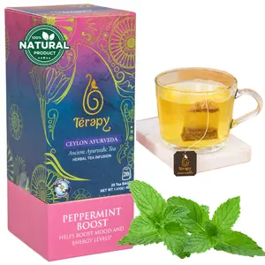 Peppermint Tea by Terapy Ceylon | Helps boost mood and energy levels | Ayurvedic Herbal Tea | All Natural Ingredients | 20 bags