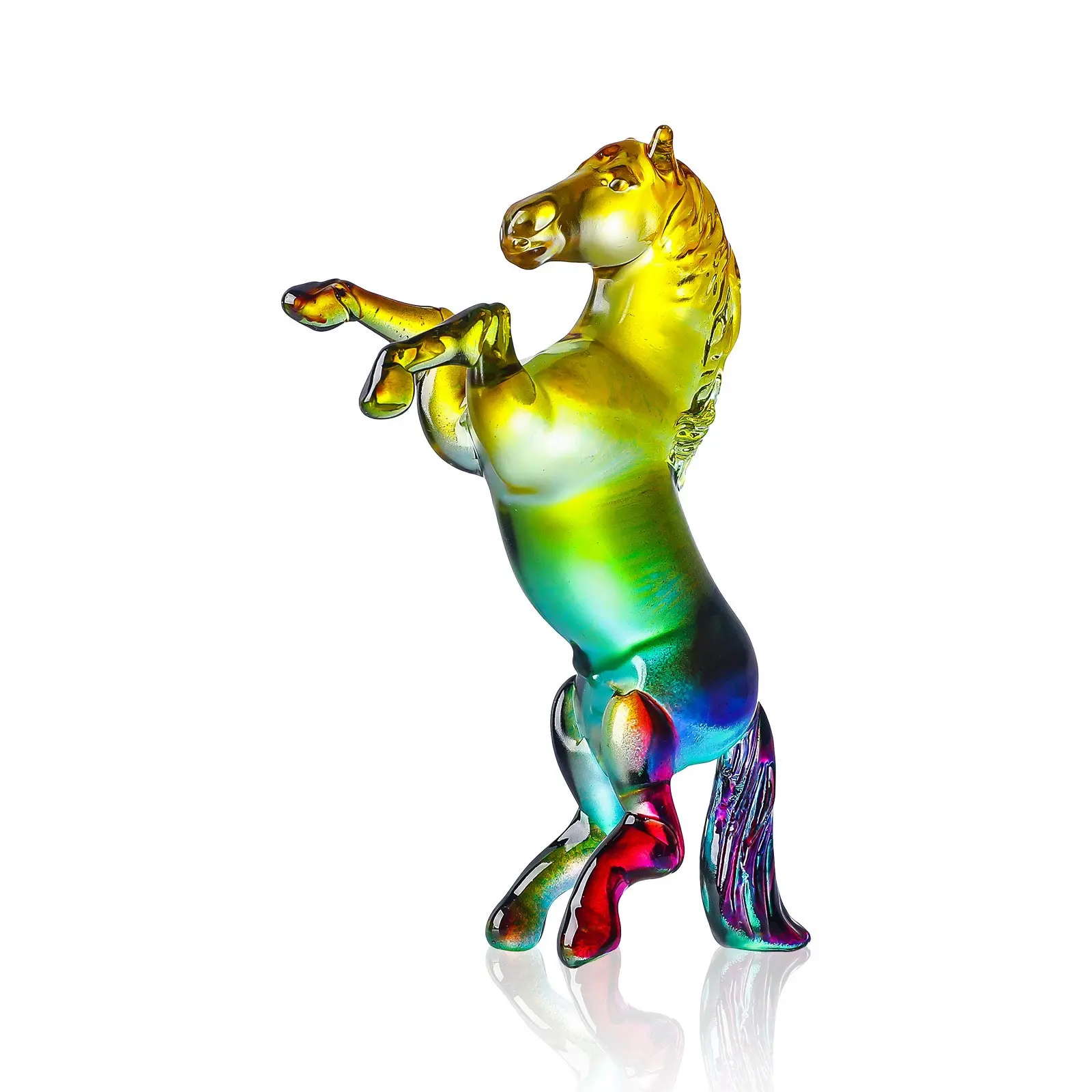 Elegant Glass Horse Table Ornament, Smooth Surface Artistic Statue, No Power Needed, Fine Craftsmanship Home Office Decoration